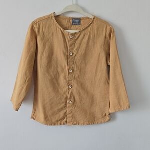 Tocoto Vintage Linen Shirt Mustard 2 Yrs
